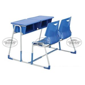 Steel Plastic Baby Green Shell Joint 2-Seater Bench Desk